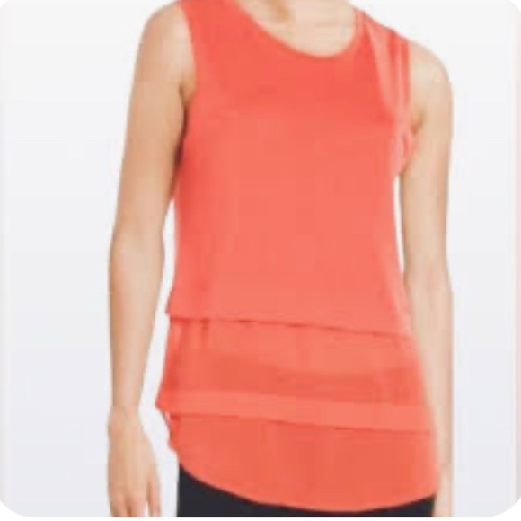 MICHAEL Michael Kors grapefruit stretch jersey horizontal pleats chiffon tank - Picture 1 of 6